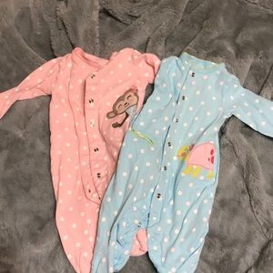 Set of button up footed PJs